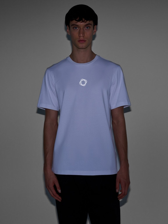 Męski t-shirt z nadrukiem Outhorn OTHWAW24TTSHM2435 - biały