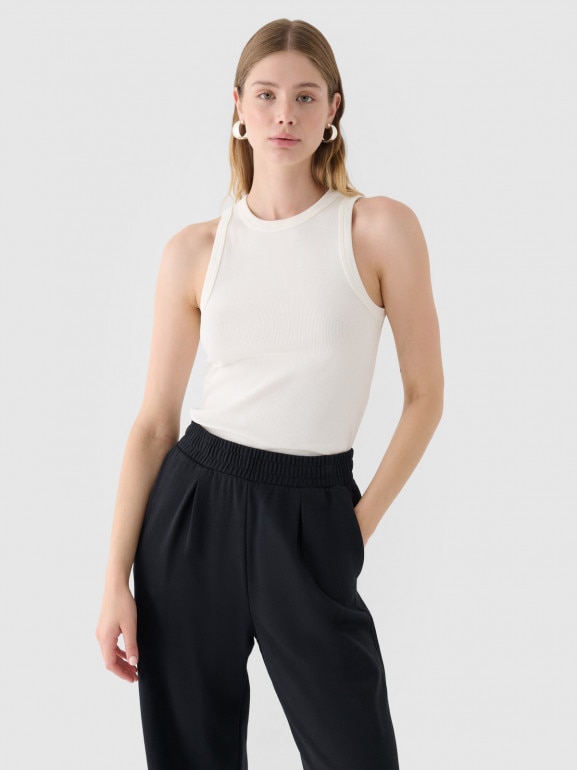 Damski top basic Outhorn OTHWAW24TSLEF153 - biały