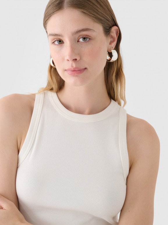 Damski top basic Outhorn OTHWAW24TSLEF153 - biały