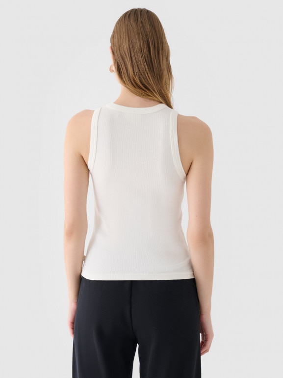 Damski top basic Outhorn OTHWAW24TSLEF153 - biały