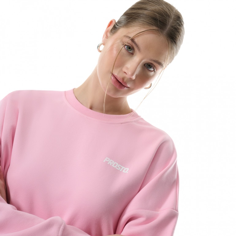 Damska bluza dresowa nierozpinana bez kaptura Prosto Crewneck Vera - różowa