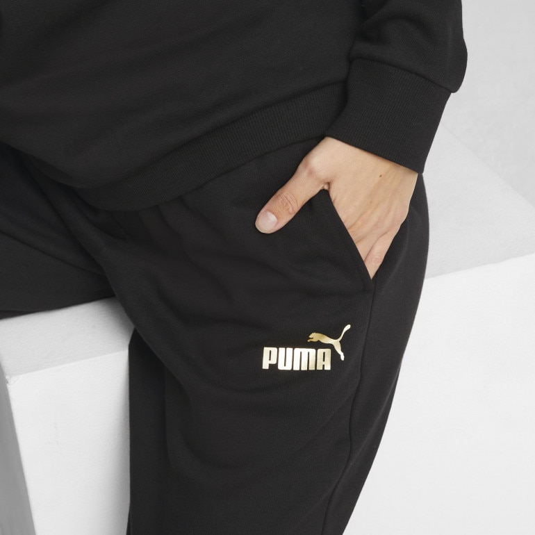 molécula Juntar Circular Damskie spodnie dresowe PUMA Essentials+ Metallic - czarne - SportStyleStory