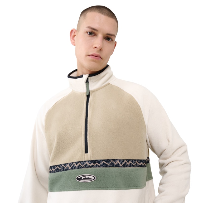 Męski polar nierozpinany bez kaptura Quiksilver Champagne Powder Half Zip Sweatshirt - biały