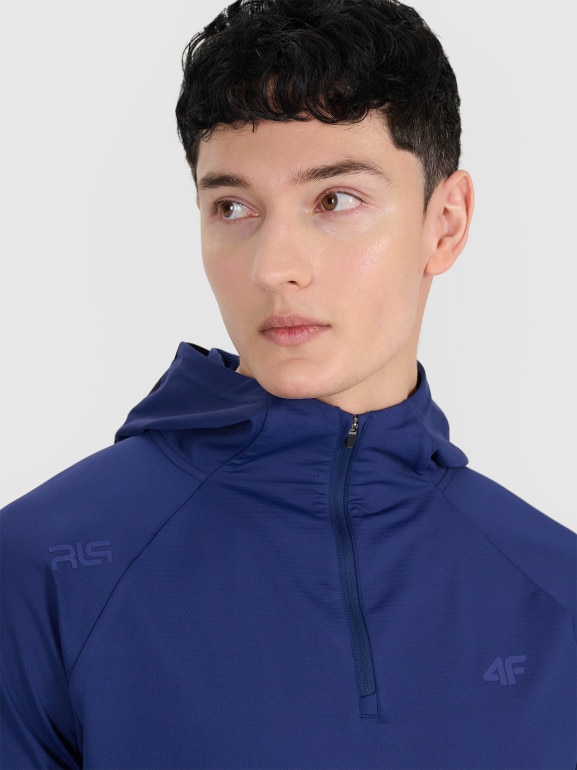 Męska bluza treningowa nierozpinana z kapturem 4F x Robert Lewandowski RL9SSS25TFSWM614 - granatowa
