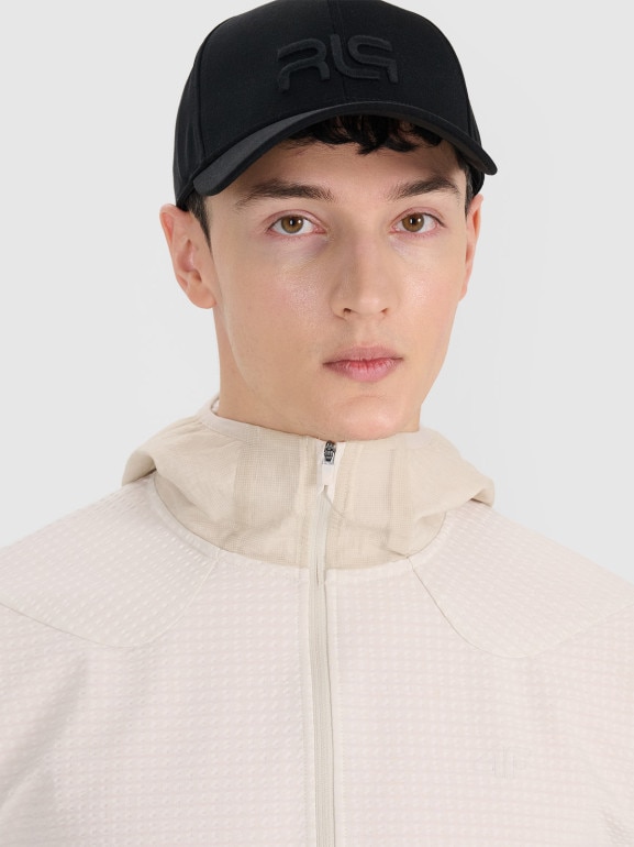 Męska bluza treningowa rozpinana z kapturem 4F x Robert Lewandowski RL9SSS25TFSWM615 - beżowa