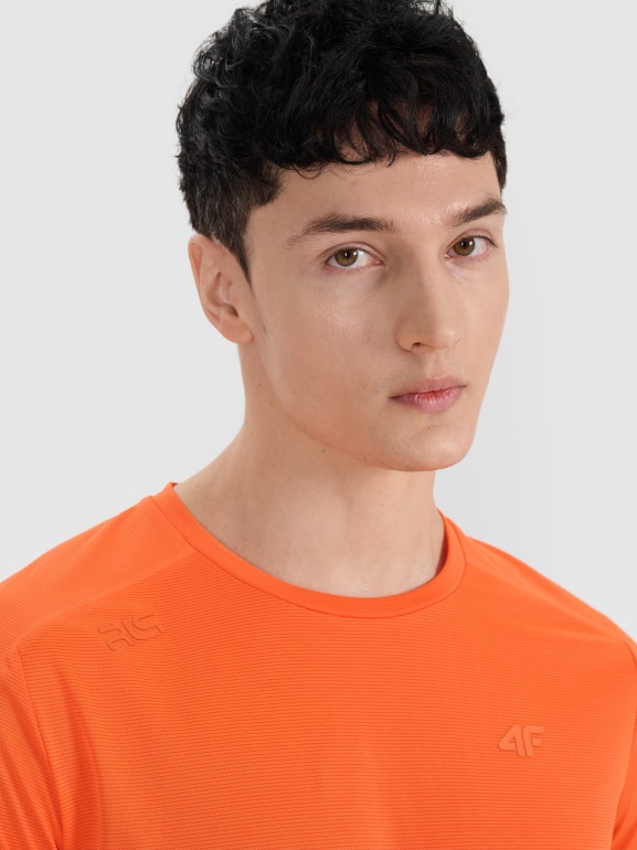 Męska koszulka treningowa 4F x Robert Lewandowski RL9SSS25TFTSM1693 - pomarańczowa