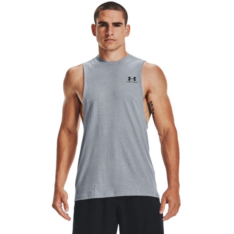 Męski top treningowy Under Armour UA LEFT CHEST CUT OFF TANK - szary