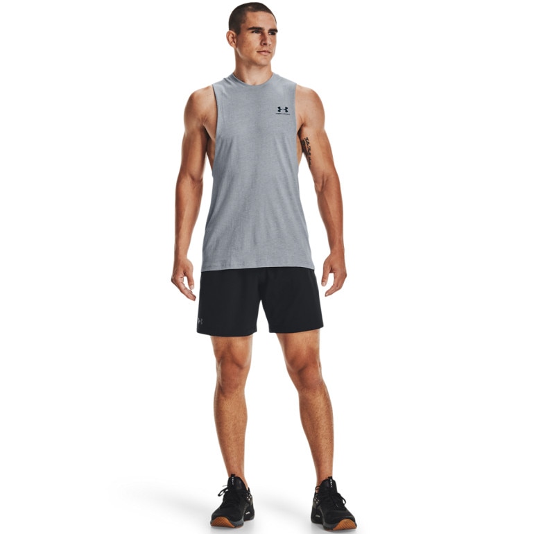 Męski top treningowy Under Armour UA LEFT CHEST CUT OFF TANK - szary