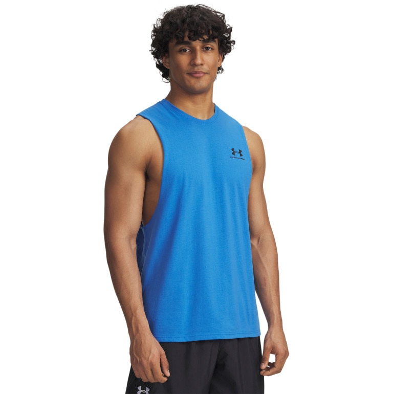 Męski top treningowy Under Armour UA LEFT CHEST CUT OFF TANK - niebieski