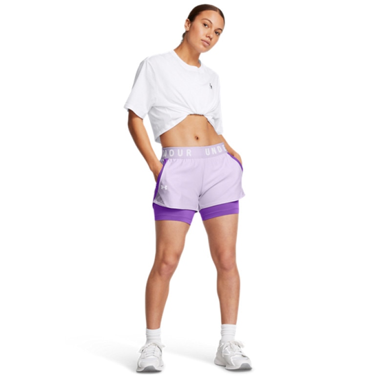 Damskie spodenki treningowe Under Armour Play Up 2-in-1 Shorts - fioletowe