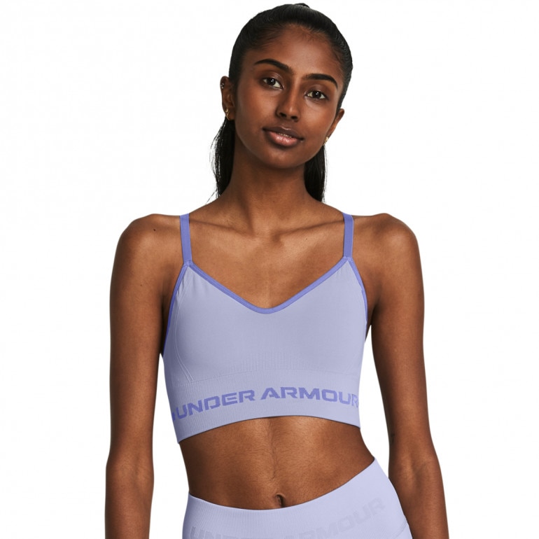 Biustonosz treningowy Under Armour UA Seamless Low Long Bra - fioletowy