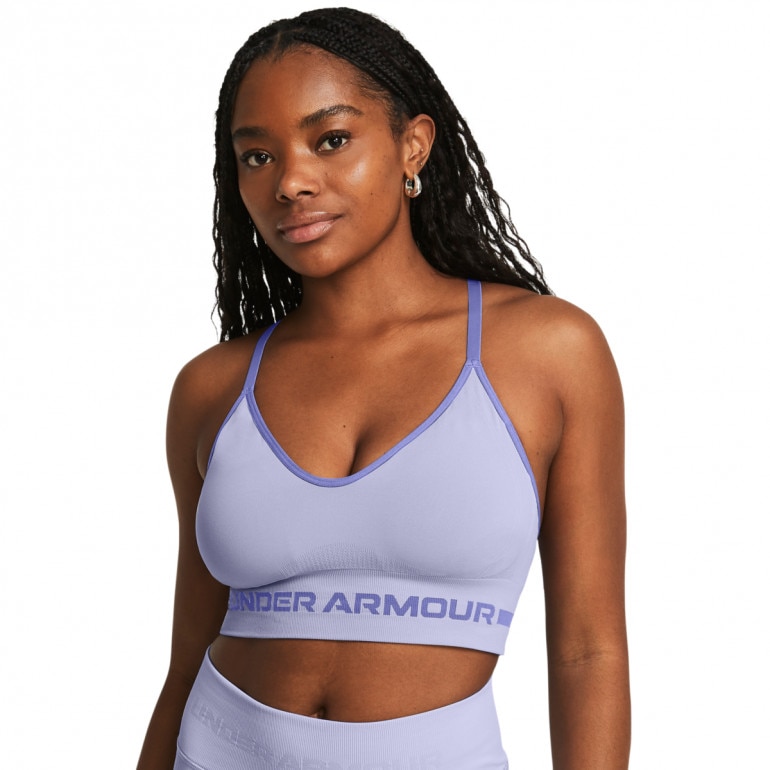 Biustonosz treningowy Under Armour UA Seamless Low Long Bra - fioletowy