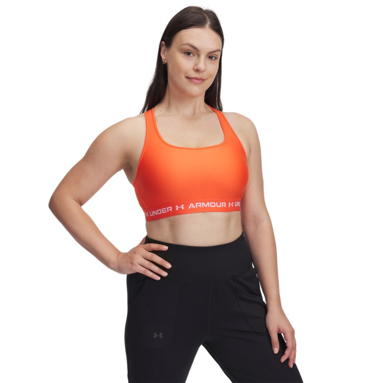 Biustonosz treningowy Under Armour Crossback Mid Bra - pomarańczowy