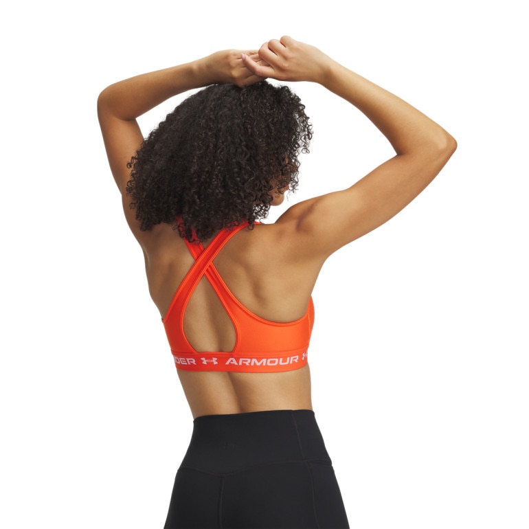 Biustonosz treningowy Under Armour Crossback Mid Bra - pomarańczowy