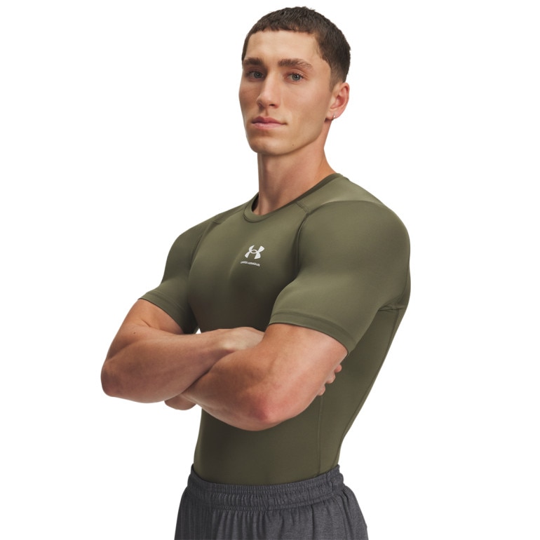 Męska koszulka treningowa UNDER ARMOUR UA HG Armour Comp SS - khaki