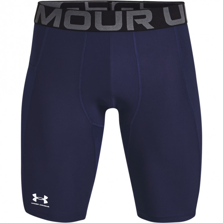 Męskie legginsy krótkie treningowe Under Armour HeatGear Pocket Long Shorts - granatowe