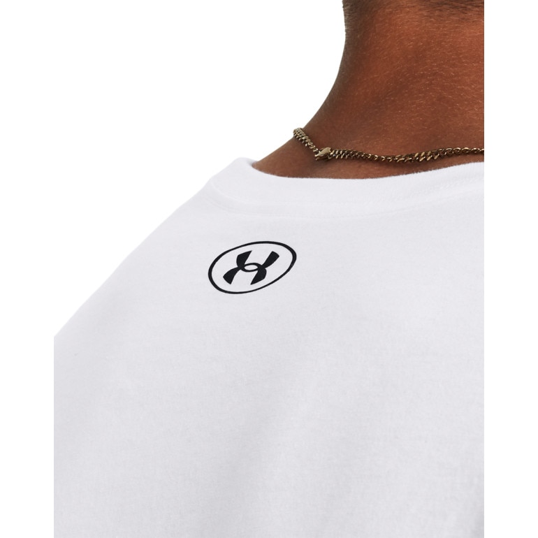 Męski t-shirt z nadrukiem Under Armour UA Camo Chest Stripe SS - biały