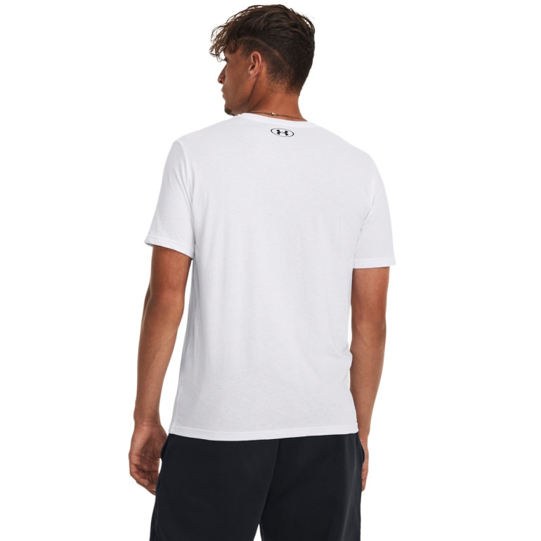 Męski t-shirt z nadrukiem Under Armour UA Camo Chest Stripe SS - biały