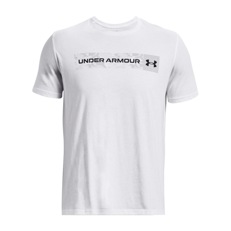 Męski t-shirt z nadrukiem Under Armour UA Camo Chest Stripe SS - biały