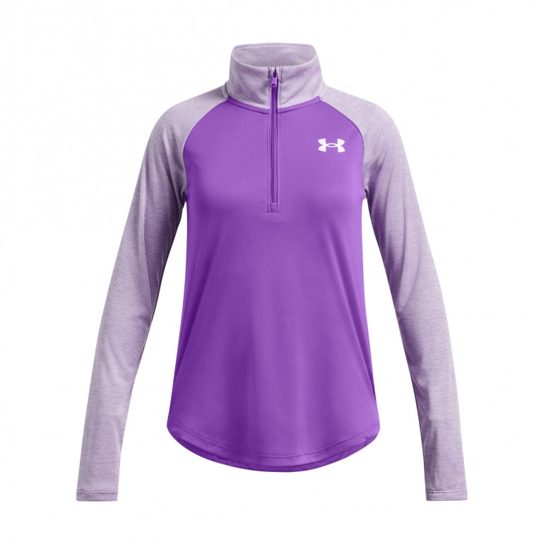 Dziewczęca bluza treningowa nierozpinana bez kaptura Under Armour Tech Graphic 1/2 Zip - fioletowa