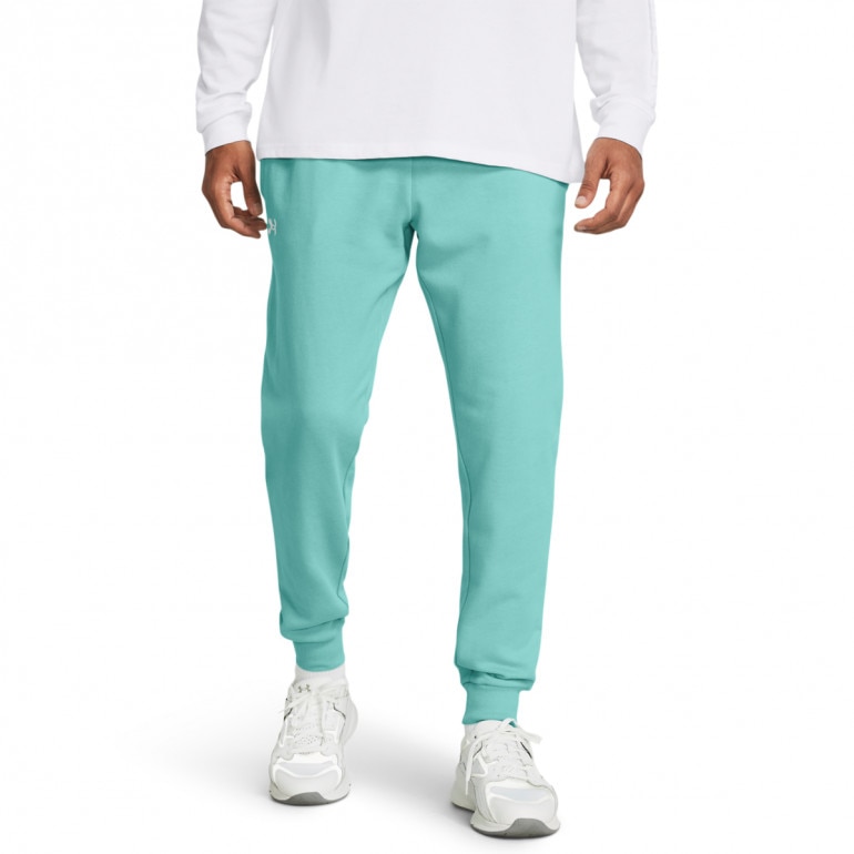 Męskie spodnie dresowe Under Armour UA Rival Fleece Joggers - turkusowe