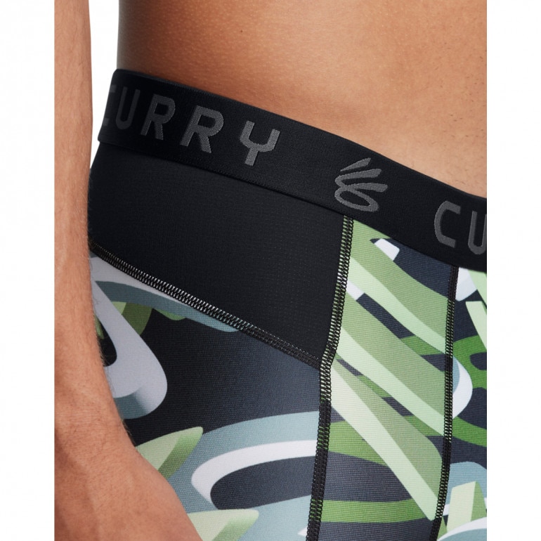 Męskie legginsy krótkie treningowe Under Armour UA Curry HG Prtd Shorts - zielone
