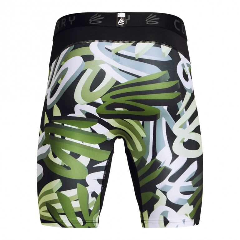 Męskie legginsy krótkie treningowe Under Armour UA Curry HG Prtd Shorts - zielone