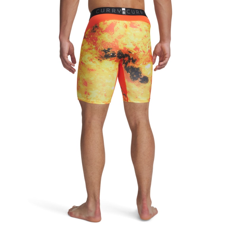 Męskie legginsy krótkie treningowe Under Armour UA Curry HG Prtd Shorts - żółte