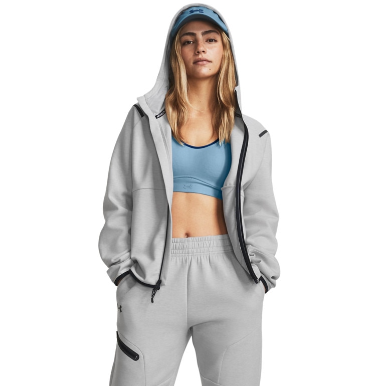 Damska bluza treningowa rozpinana z kapturem Under Armour Unstoppable Fleece FZ - szara