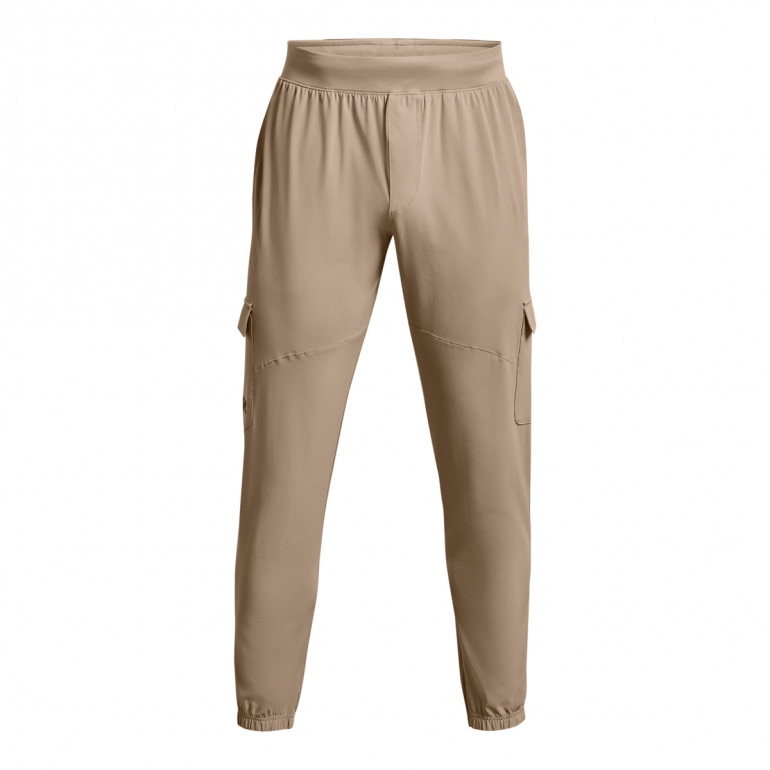 Męskie spodnie treningowe Under Armour UA Stretch Woven Cargo Pants - beżowe