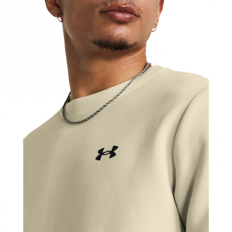 Męska bluza treningowa nierozpinana bez kaptura Under Armour UA Unstoppable Flc Crew - kremowa