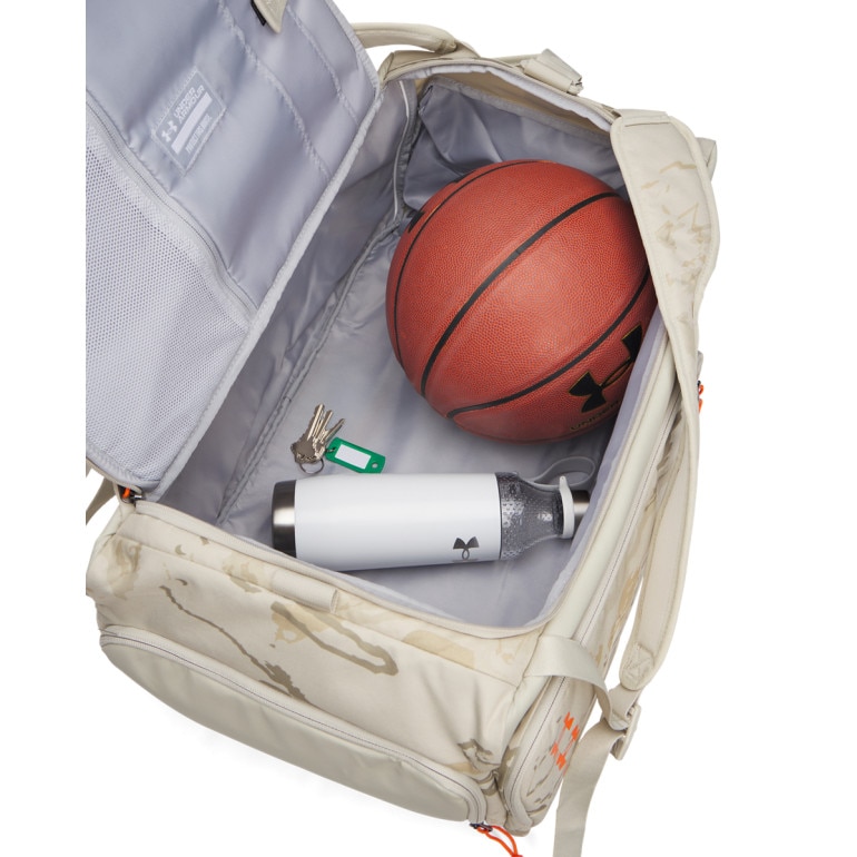 Torba treningowa uniseks Under Armour UA Contain Duo MD BP Duffle - beżowa