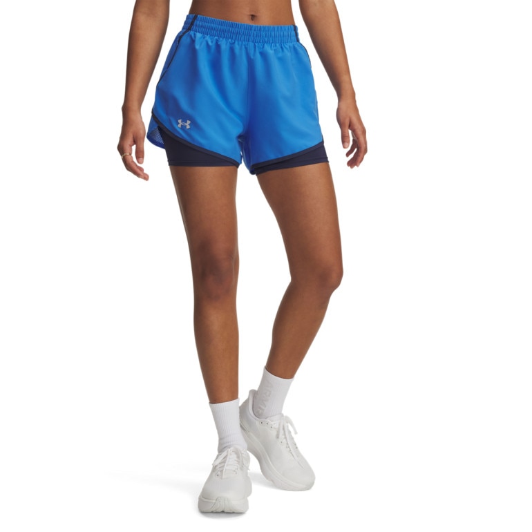 Damskie spodenki do biegania Under Armour UA Fly By 2in1 Short - niebieskie