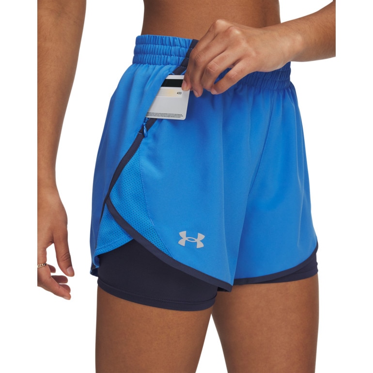Damskie spodenki do biegania Under Armour UA Fly By 2in1 Short - niebieskie
