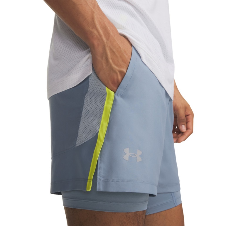 Męskie spodenki do biegania Under Armour UA Launch 5'' 2-in-1 Short - niebieskie