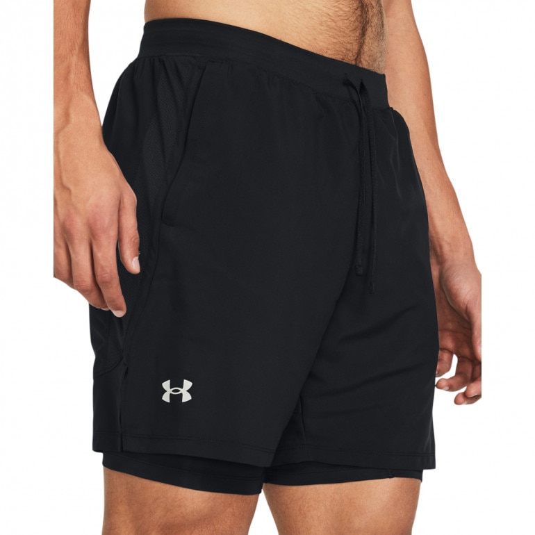 Męskie spodenki do biegania Under Armour UA Launch 7'' 2-IN-1 Short - czarne