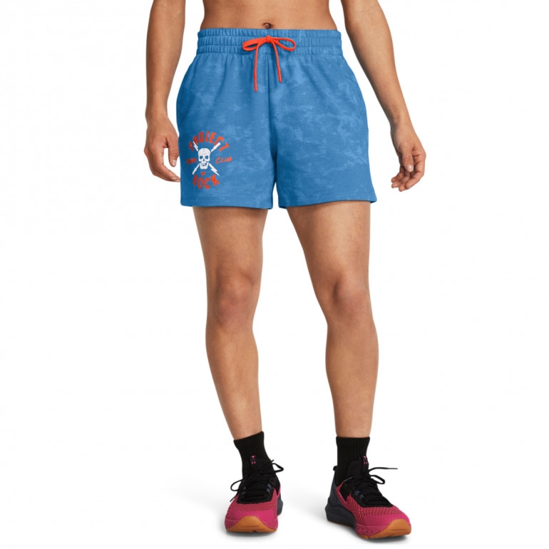 Damskie spodenki treningowe Under Armour Project Rock Underground Terry Shorts - niebieskie