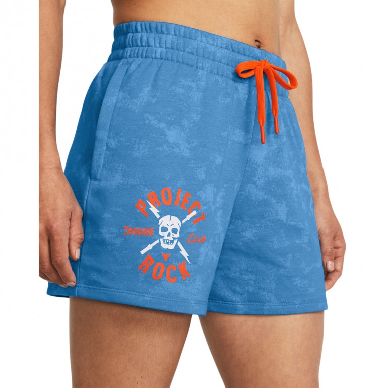 Damskie spodenki treningowe Under Armour Project Rock Underground Terry Shorts - niebieskie