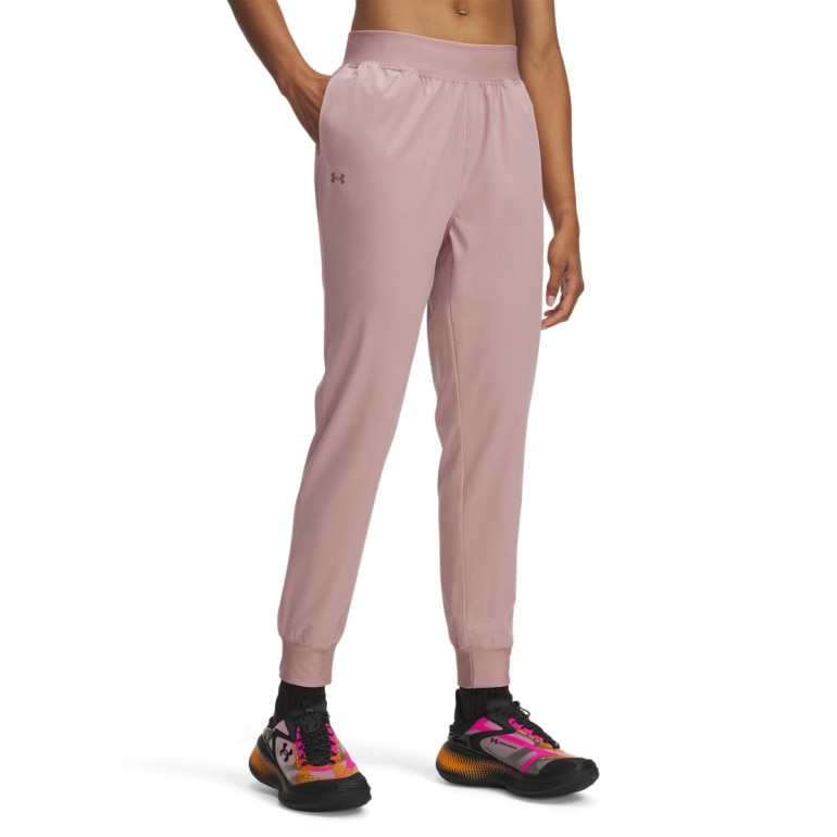 Damskie spodnie treningowe Under Armour Sport High Rise Woven Pant - różowe