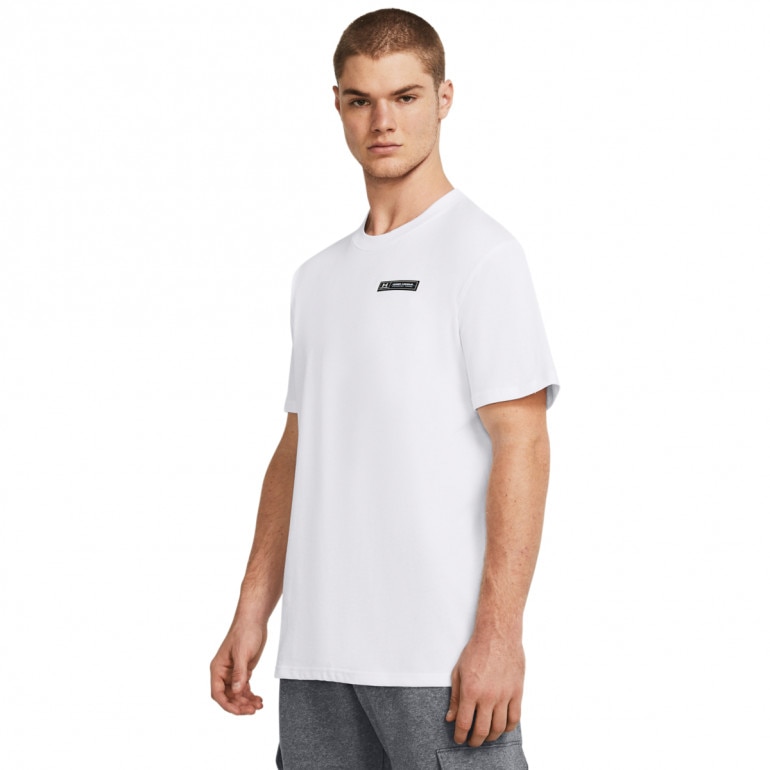 Męski t-shirt z nadrukiem Under Armour UA HW Armour Label SS - biały