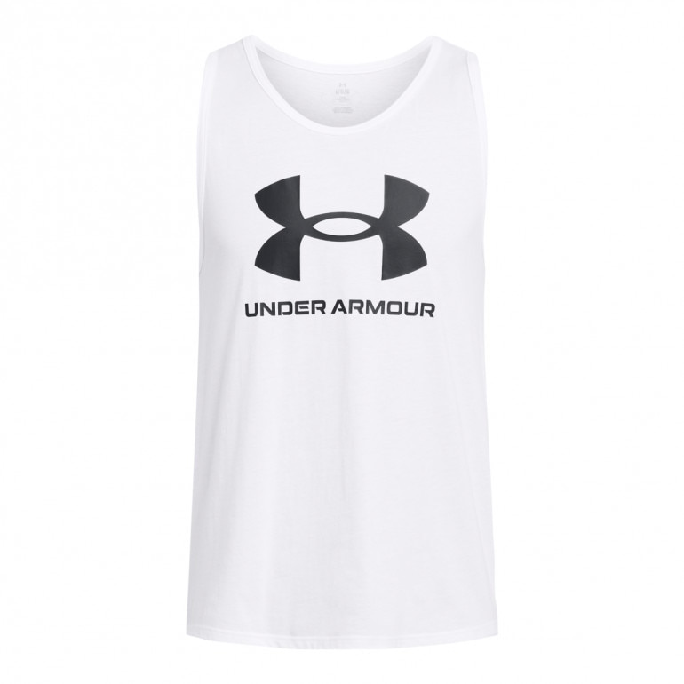 Męski top z nadrukiem Under Armour UA Sportstyle Logo Tank - biały