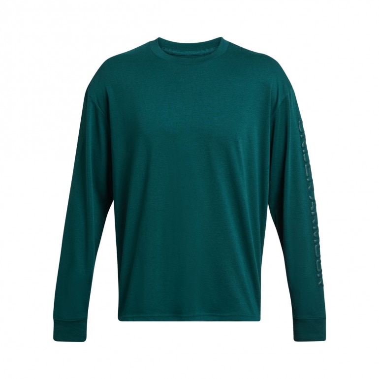 Męska bluza dresowa nierozpinana bez kaptura Under Armour UA HW Tonal Wordmark LS - zielona