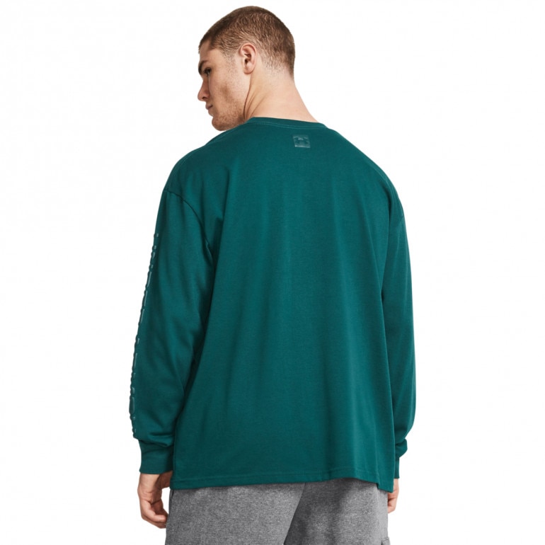 Męska bluza dresowa nierozpinana bez kaptura Under Armour UA HW Tonal Wordmark LS - zielona