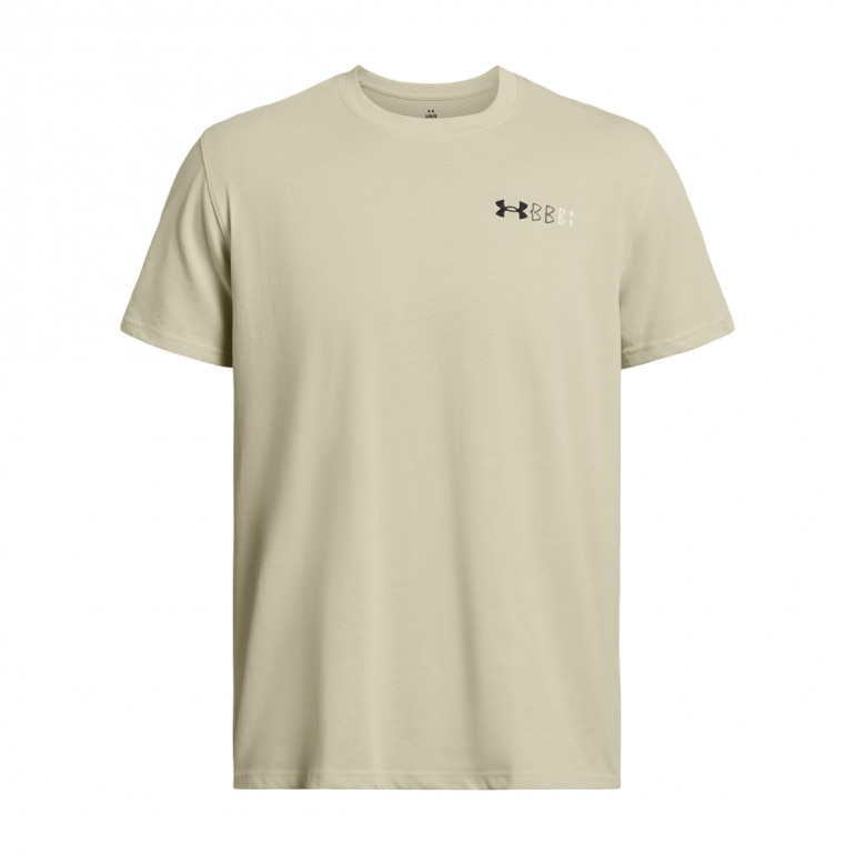 Męski t-shirt z nadrukiem Under Armour UA HW LC Logo Repeat SS - beżowy