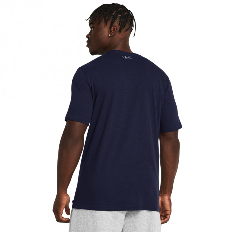 Męski t-shirt z nadrukiem Under Armour UA Foundation Short Sleeve - granatowy