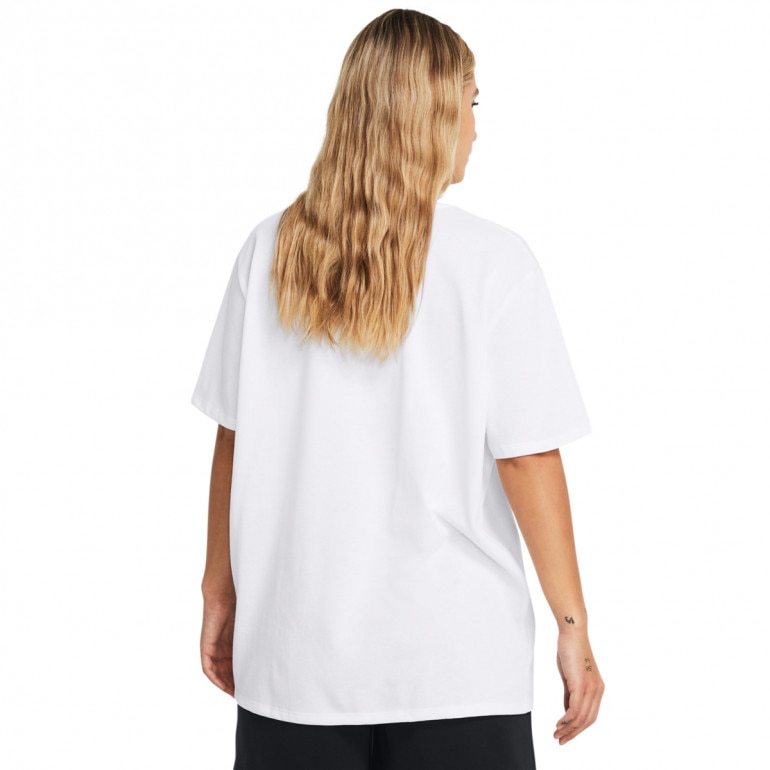 Damski t-shirt z nadrukiem Under Armour UA HW Embroid Patch Bfoss SS - biały 