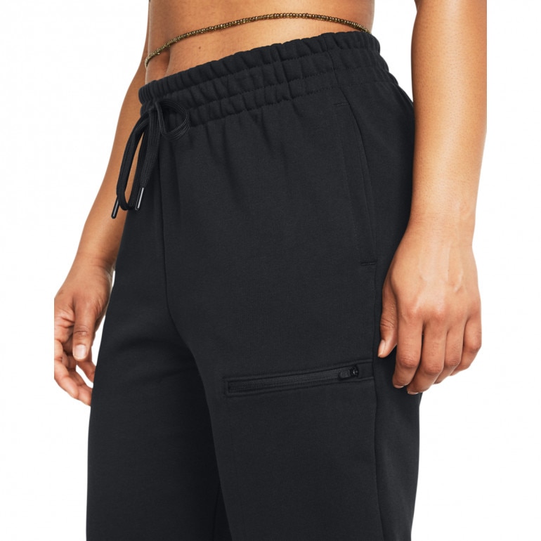 Damskie spodnie treningowe Under Armour Projcet Rock Q1 HW Terry Pant - czarne