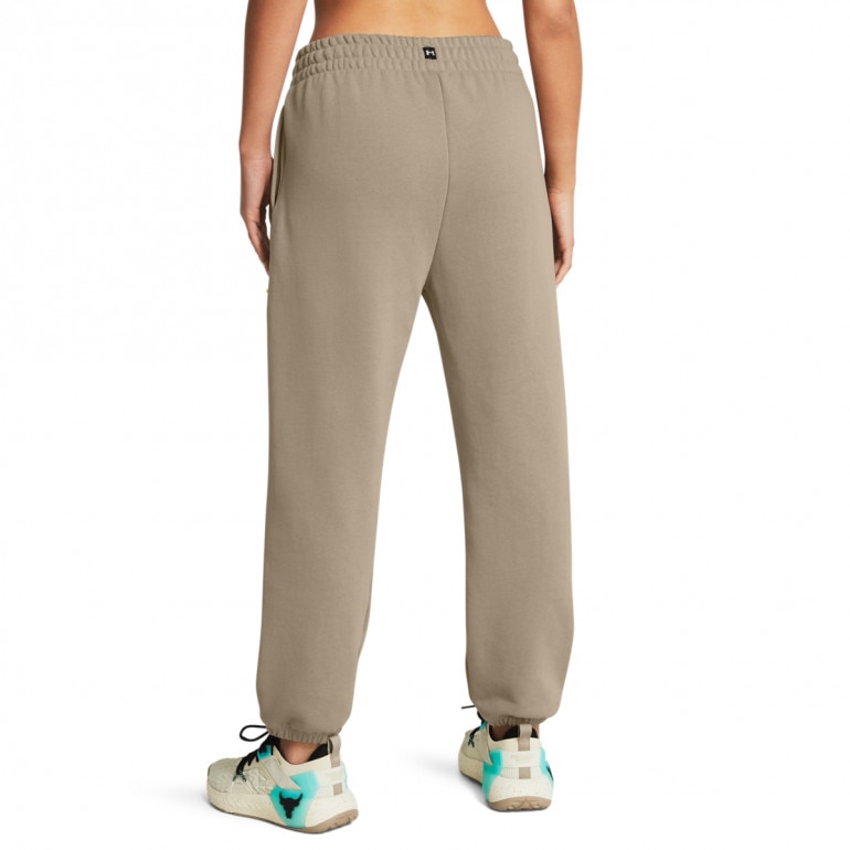 Damskie spodnie treningowe Under Armour Projcet Rock Q1 HW Terry Pant - beżowe