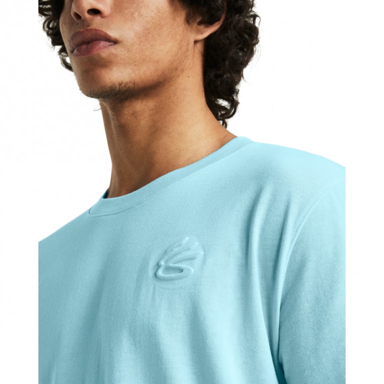 Męska koszulka do koszykówki Under Armour Curry Emboss HW Tee - niebieska 
