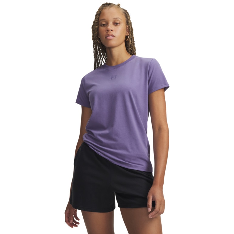 Damski t-shirt z nadrukiem Under Armour Campus Core SS - fioletowy